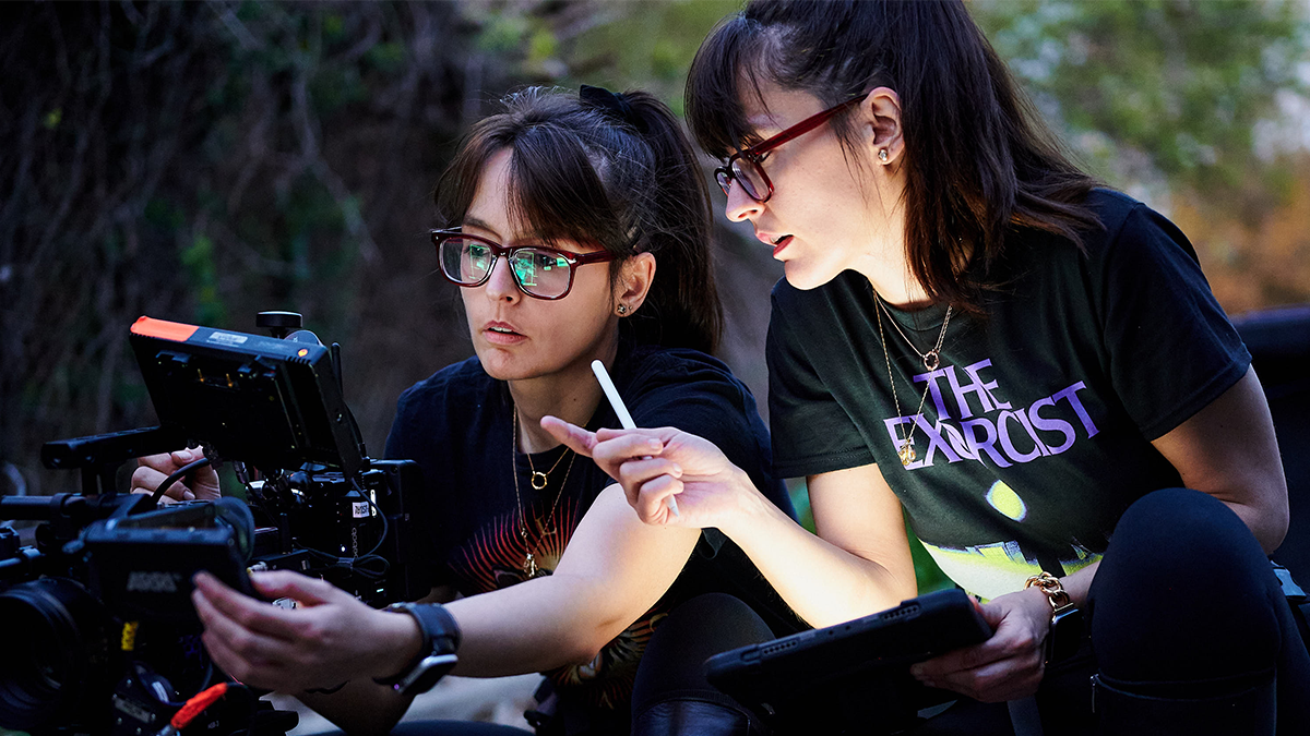 Sonia and Miriam Albert-Sobrino working on a film set